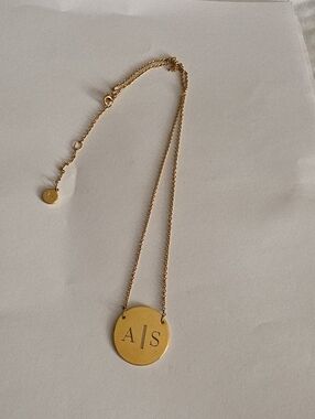 Stella & Dot Gold Initial Disc Necklace (A | S) - Personalized Stylel